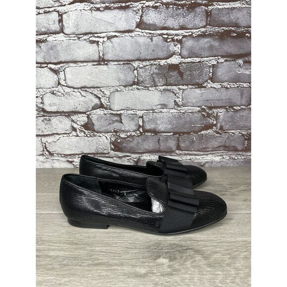 Ted & Muffy Black Leather Bow Slip On Heel Pump Shoes Women’s Sz 36EU/6M US - Picture 3 of 16